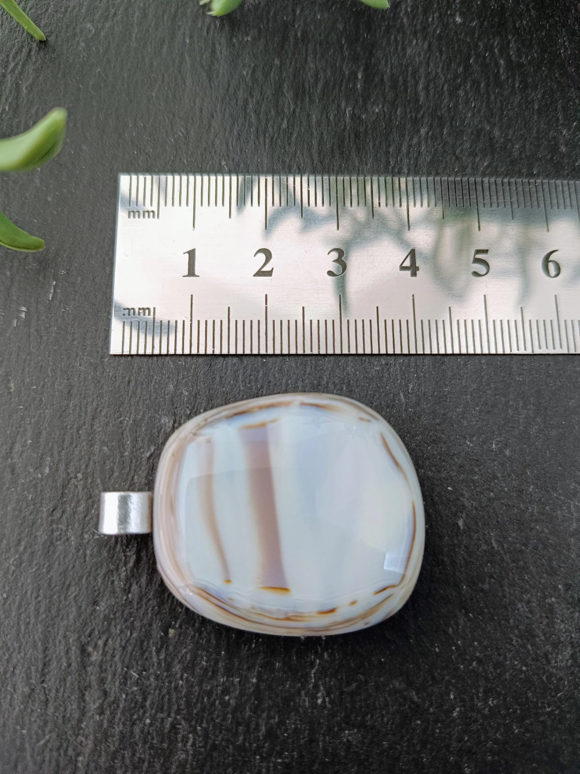 Handmade fused glass pendant with cord necklace - Photo 3