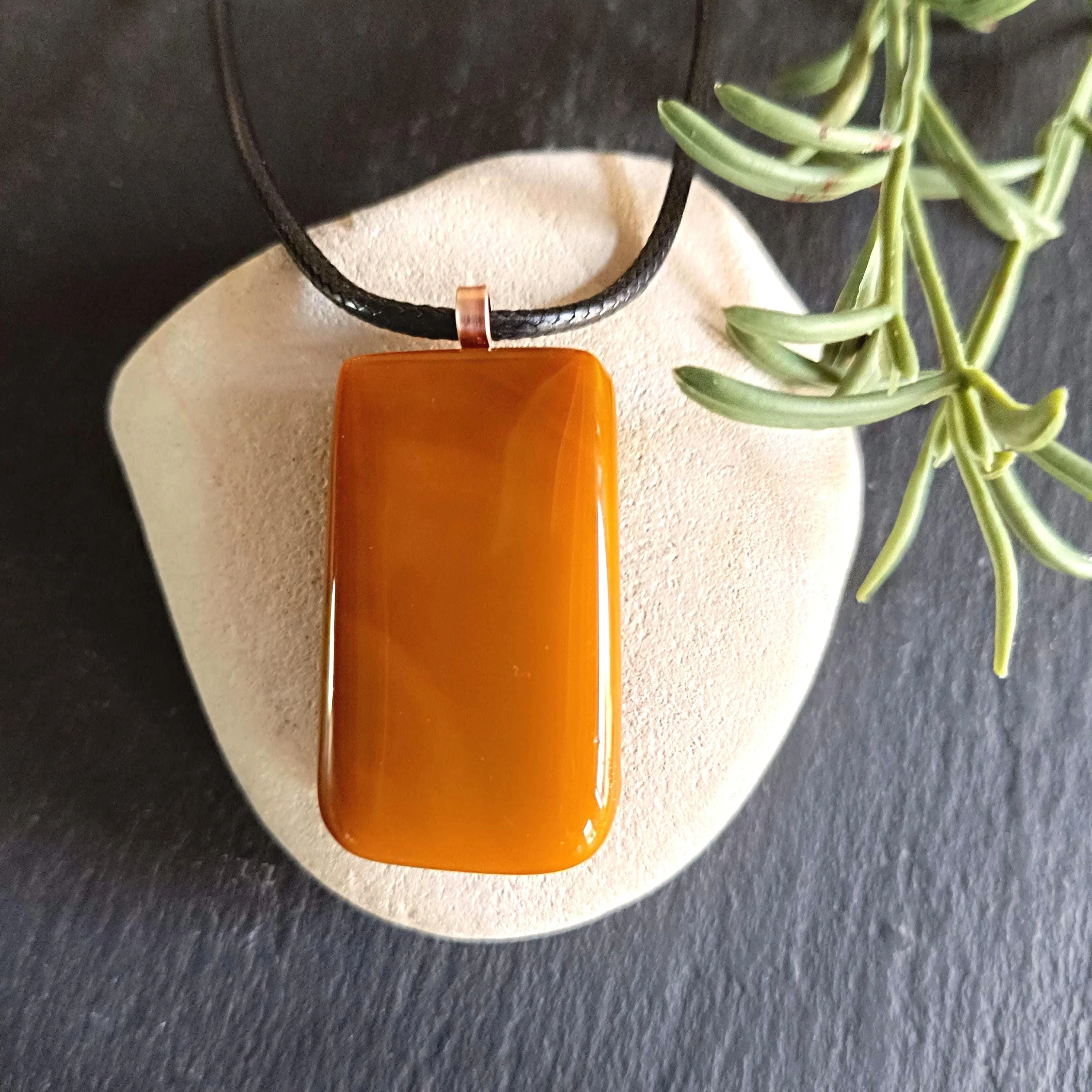 Elegant Handmade Fused Glass Pendant Necklace - Photo 1