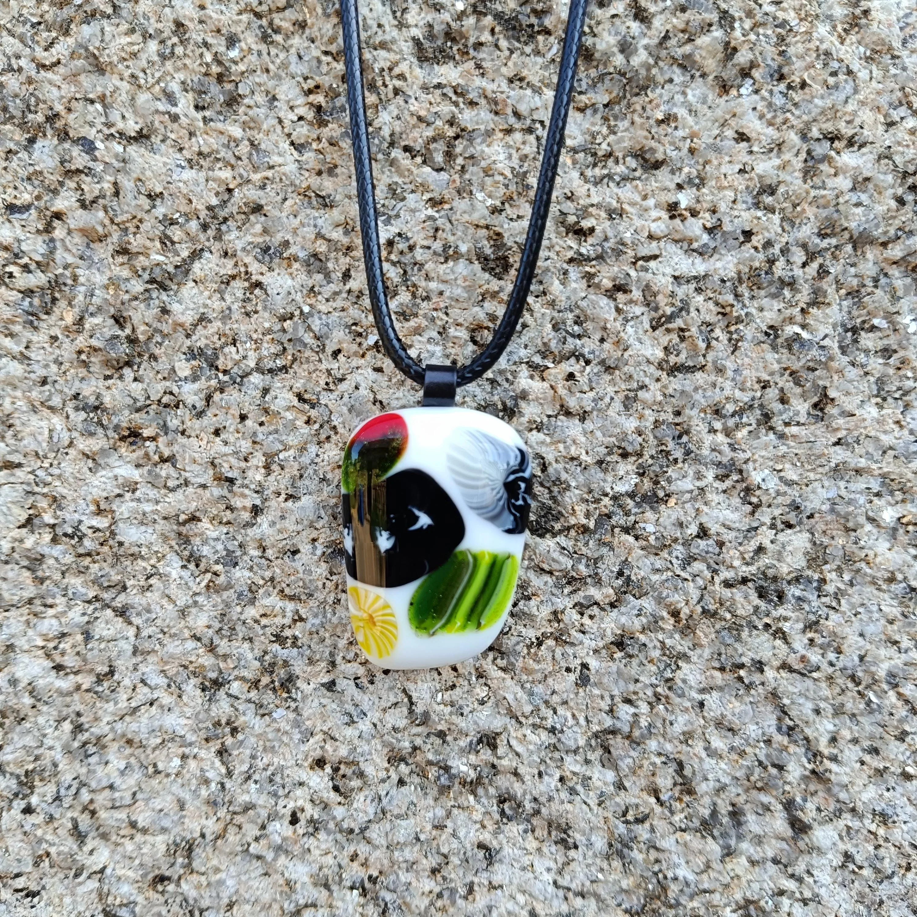 Vibrant Fused Glass Pendant on Cord Necklace - Photo 2