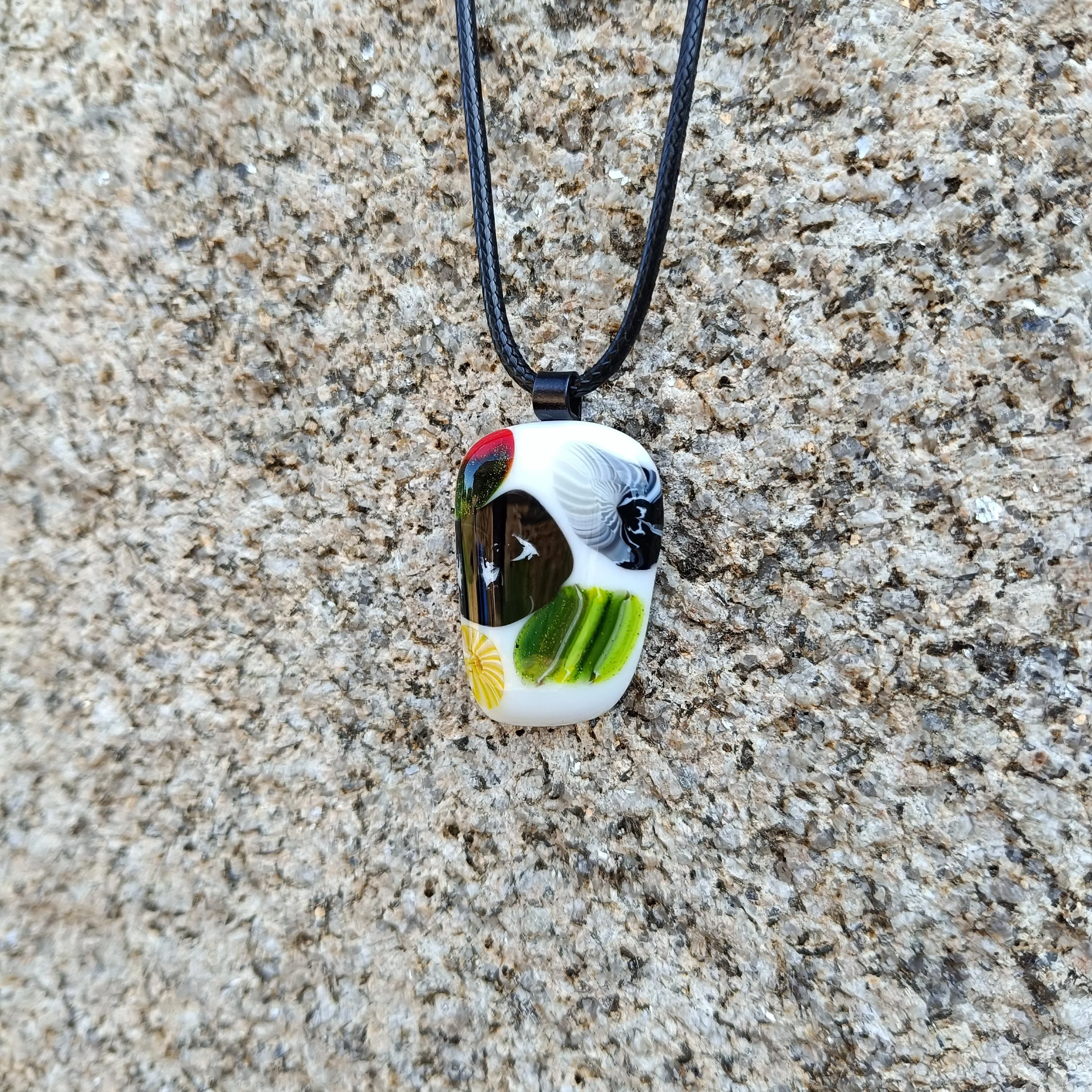 Vibrant Fused Glass Pendant on Cord Necklace - Photo 4