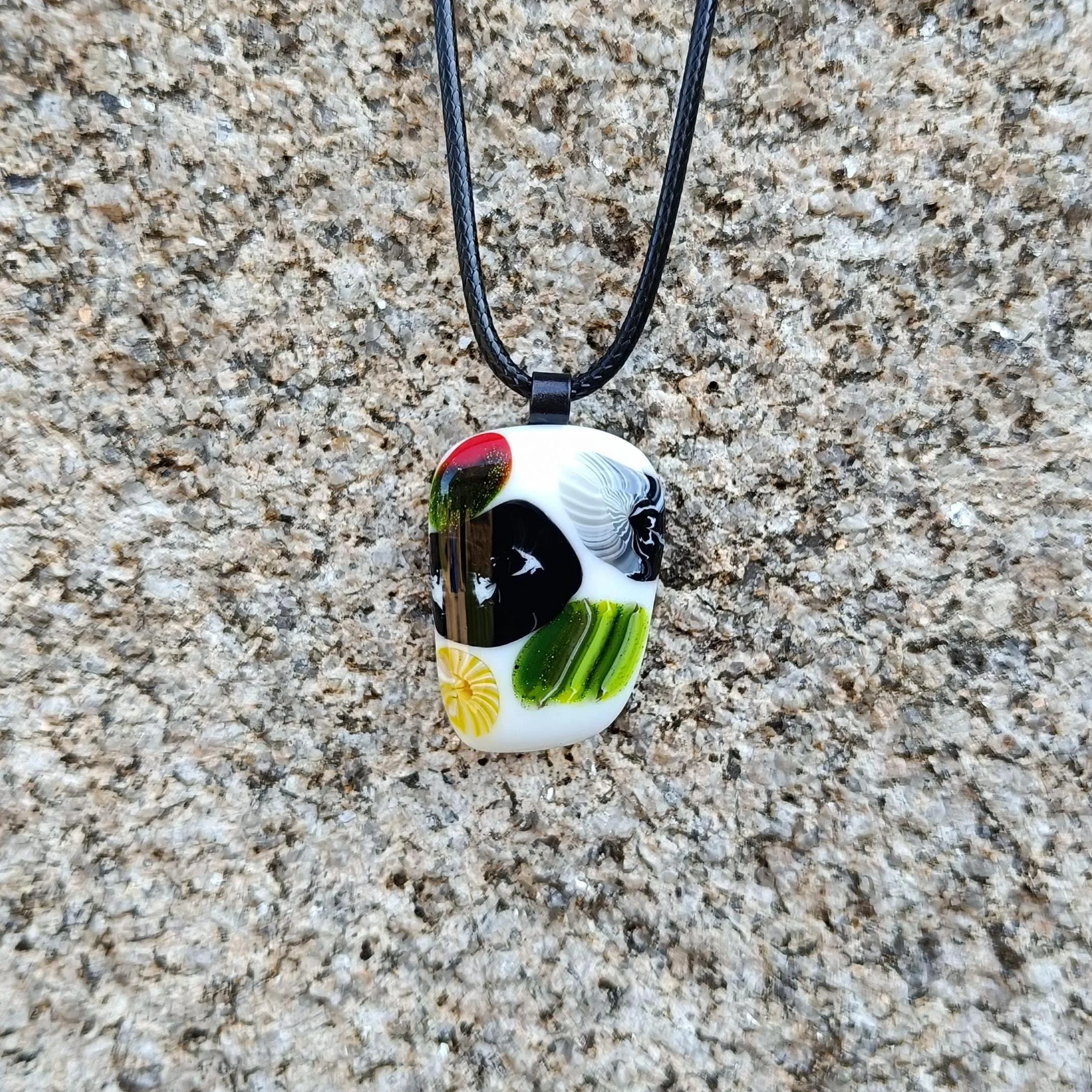Vibrant Fused Glass Pendant on Cord Necklace - Photo 5