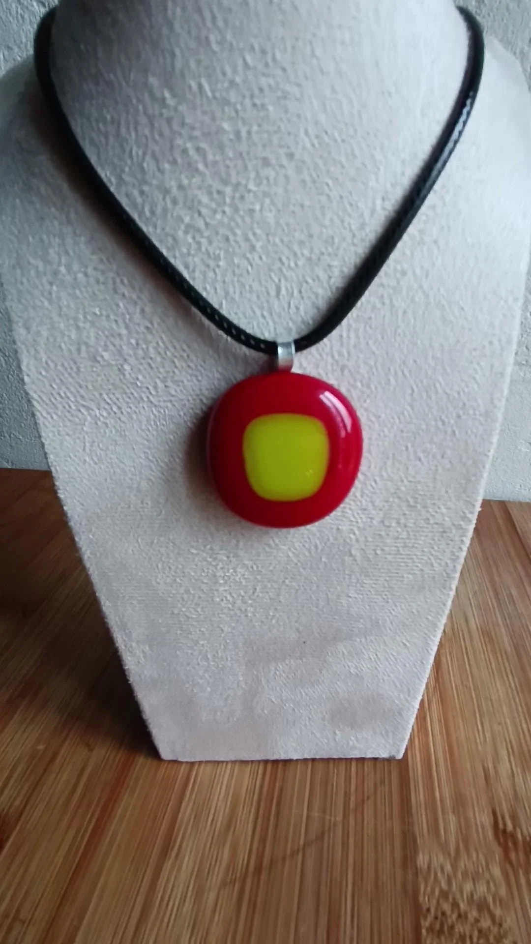 Handmade abstract fused glass pendant with necklace - Photo 5