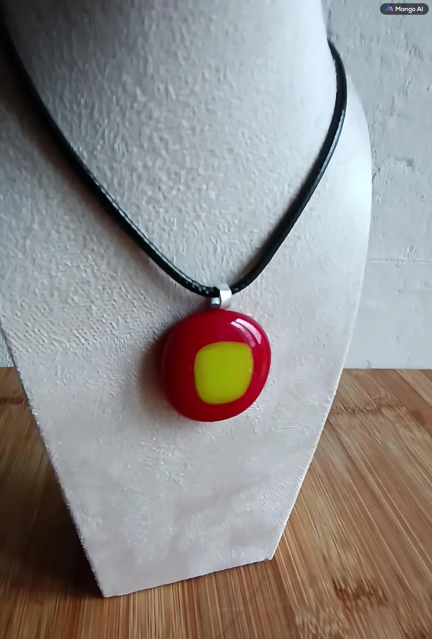 Handmade abstract fused glass pendant with necklace - Photo 7
