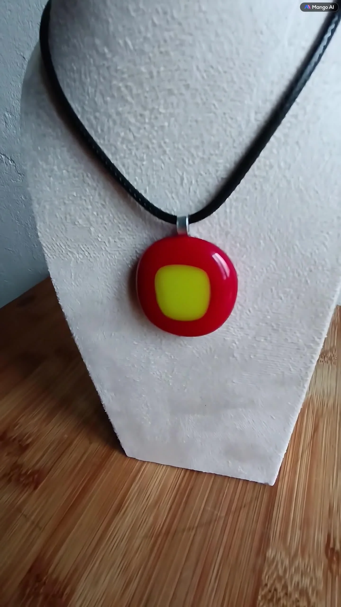 Handmade abstract fused glass pendant with necklace - Photo 8