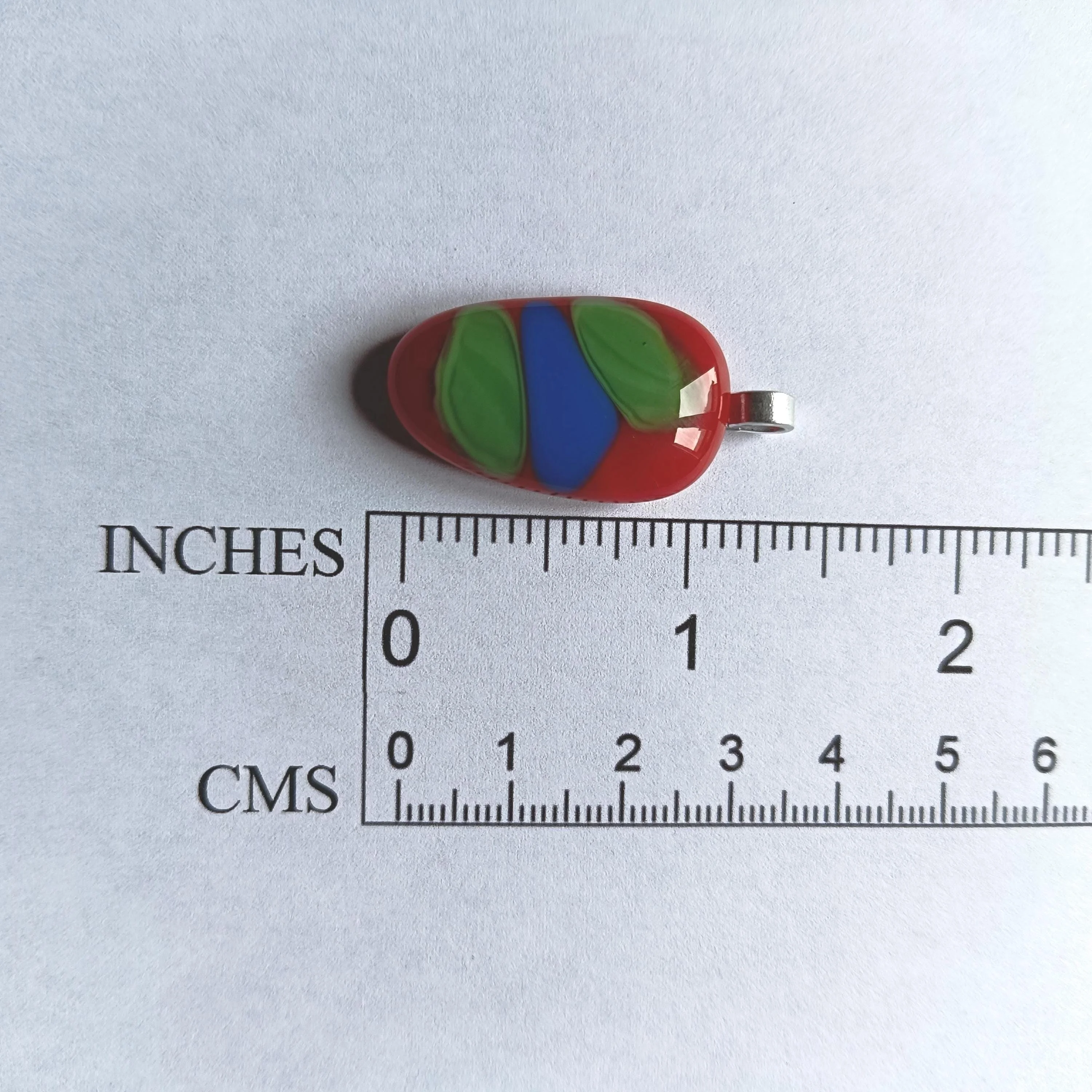Handcrafted colourful abstract fused glass pendant necklace - Photo 3