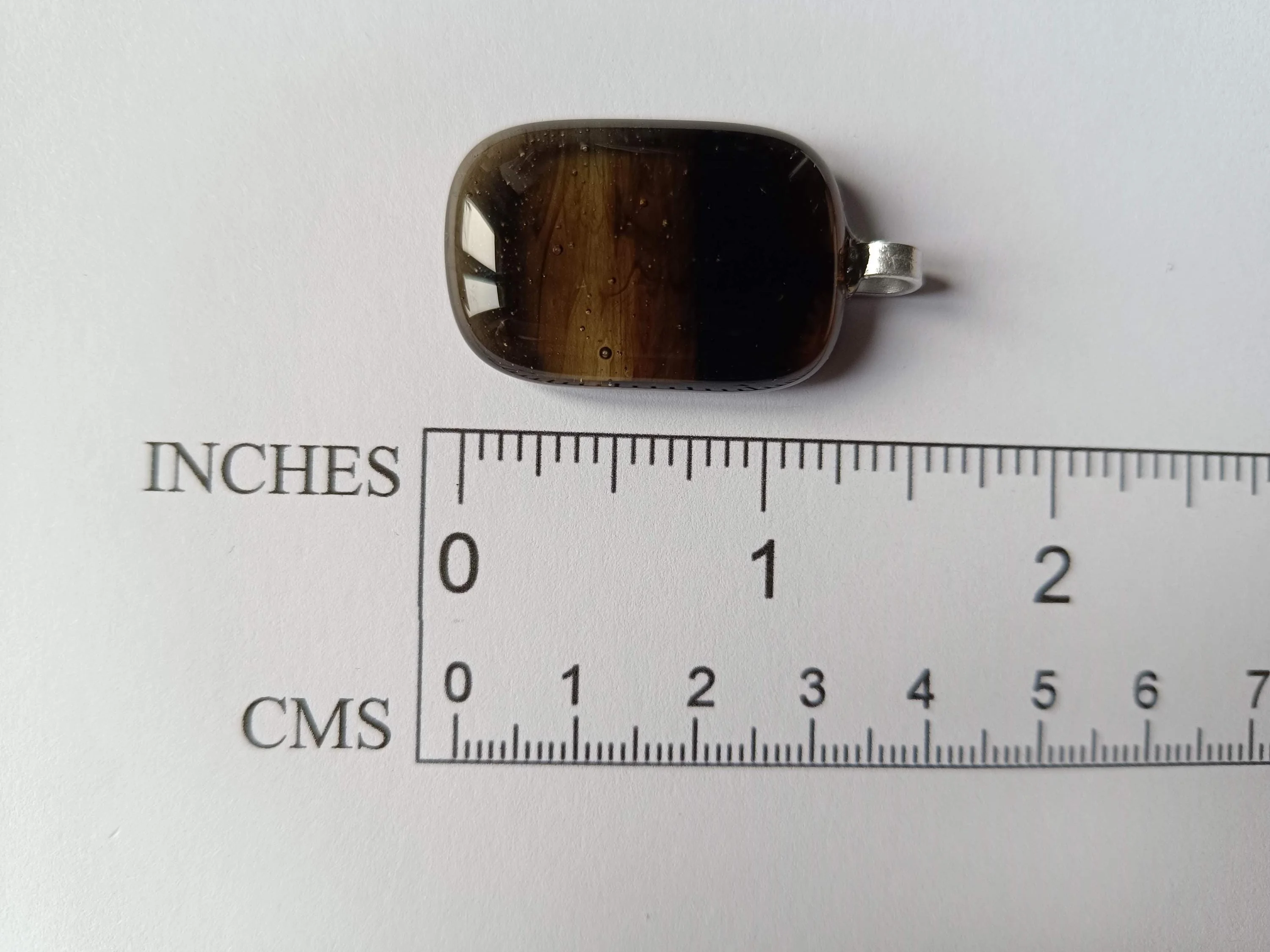 Handmade fused transparent brown glass pendant necklace - Photo 2