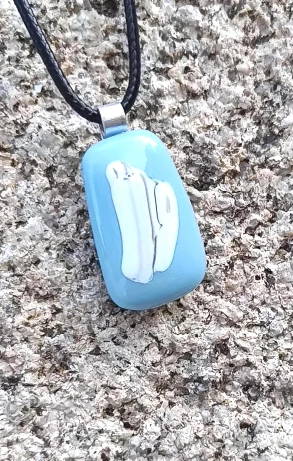 Handmade Blue Fused Glass Pendant - Photo 1