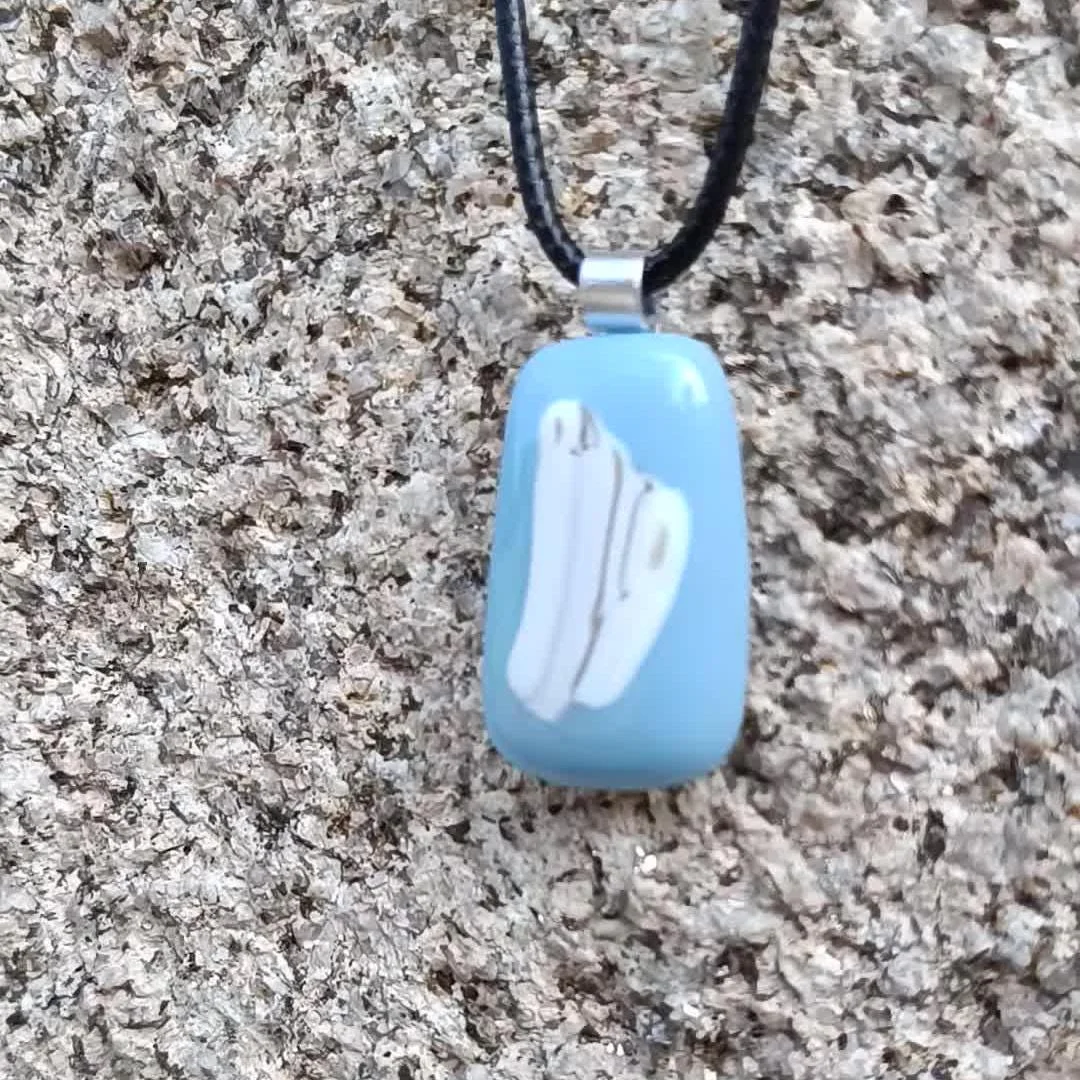 Handmade Blue Fused Glass Pendant - Photo 3