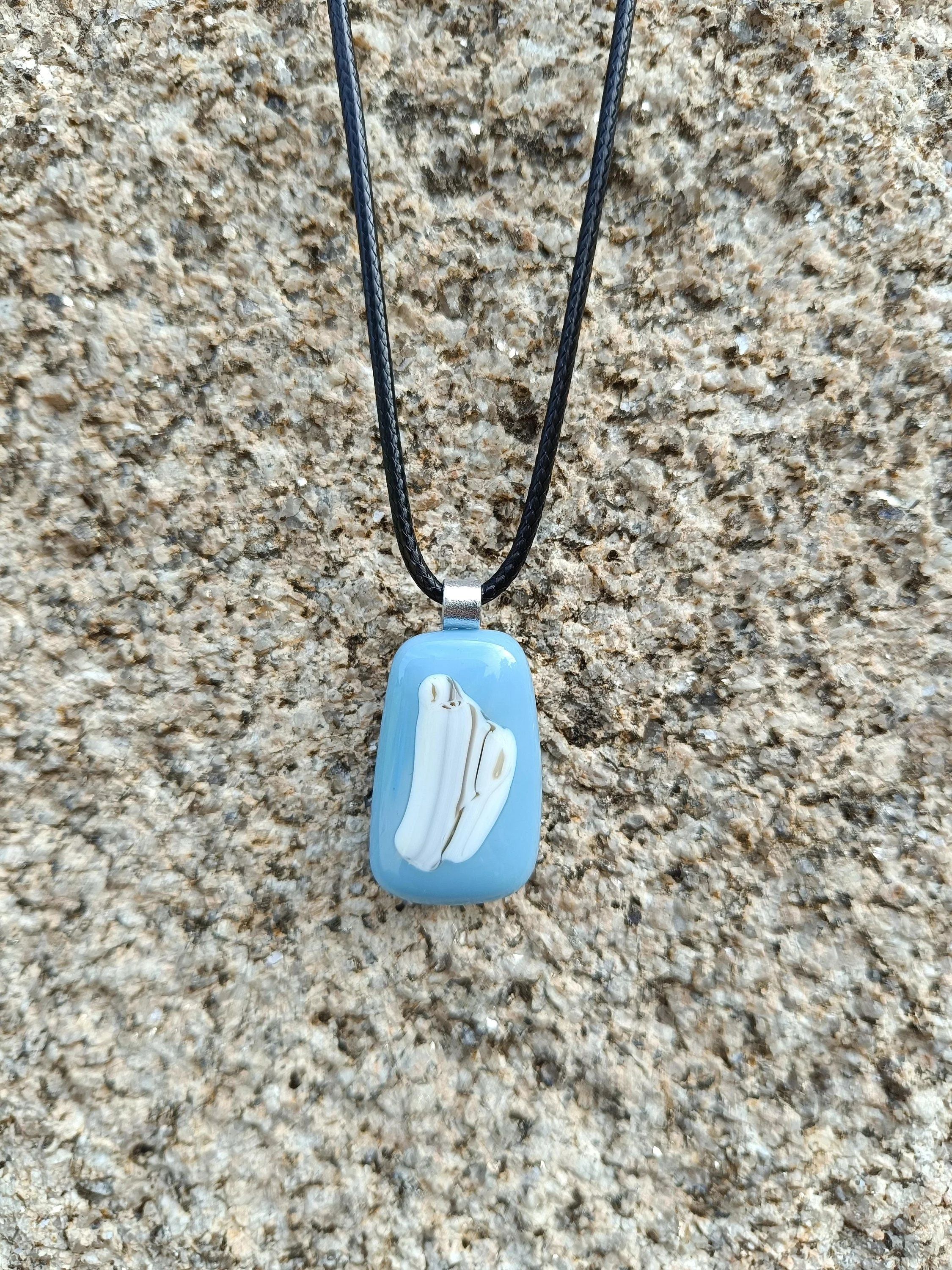 Handmade Blue Fused Glass Pendant - Photo 4