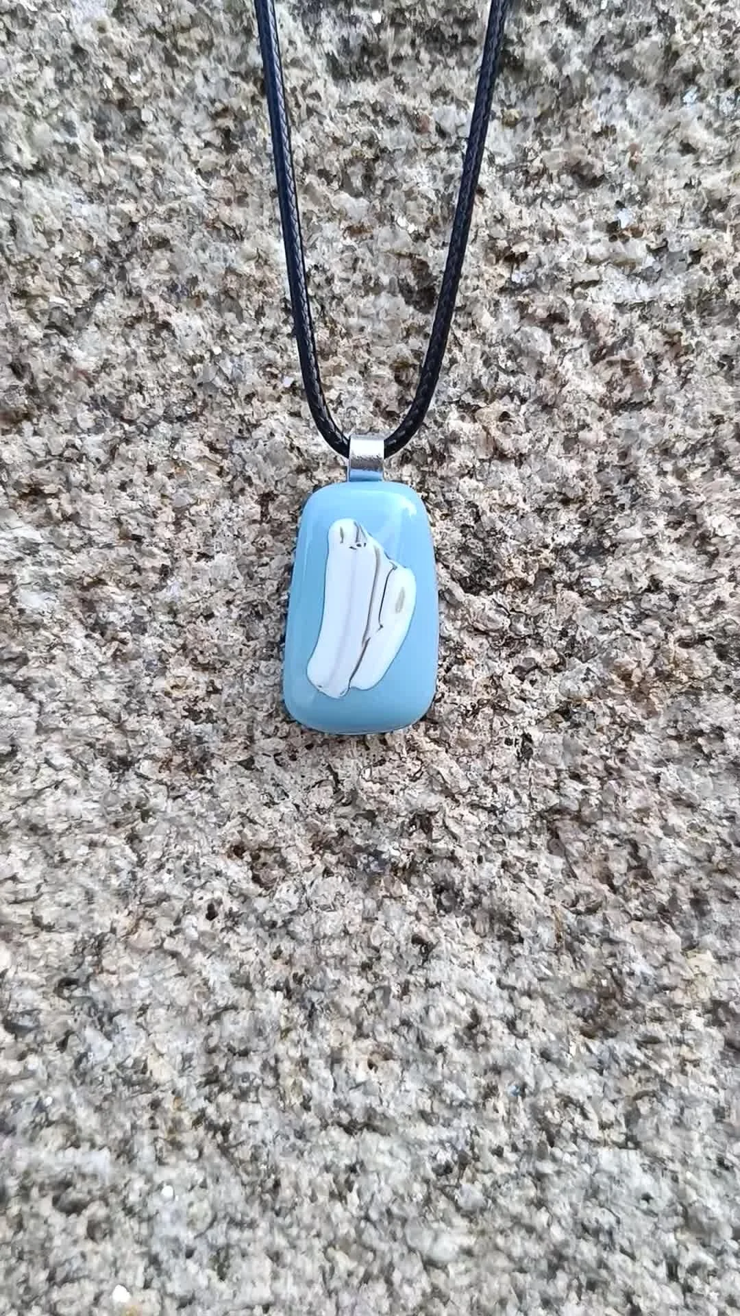 Handmade Blue Fused Glass Pendant - Photo 5