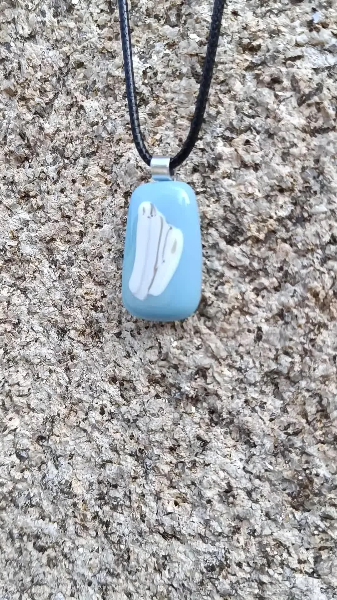 Handmade Blue Fused Glass Pendant - Photo 8