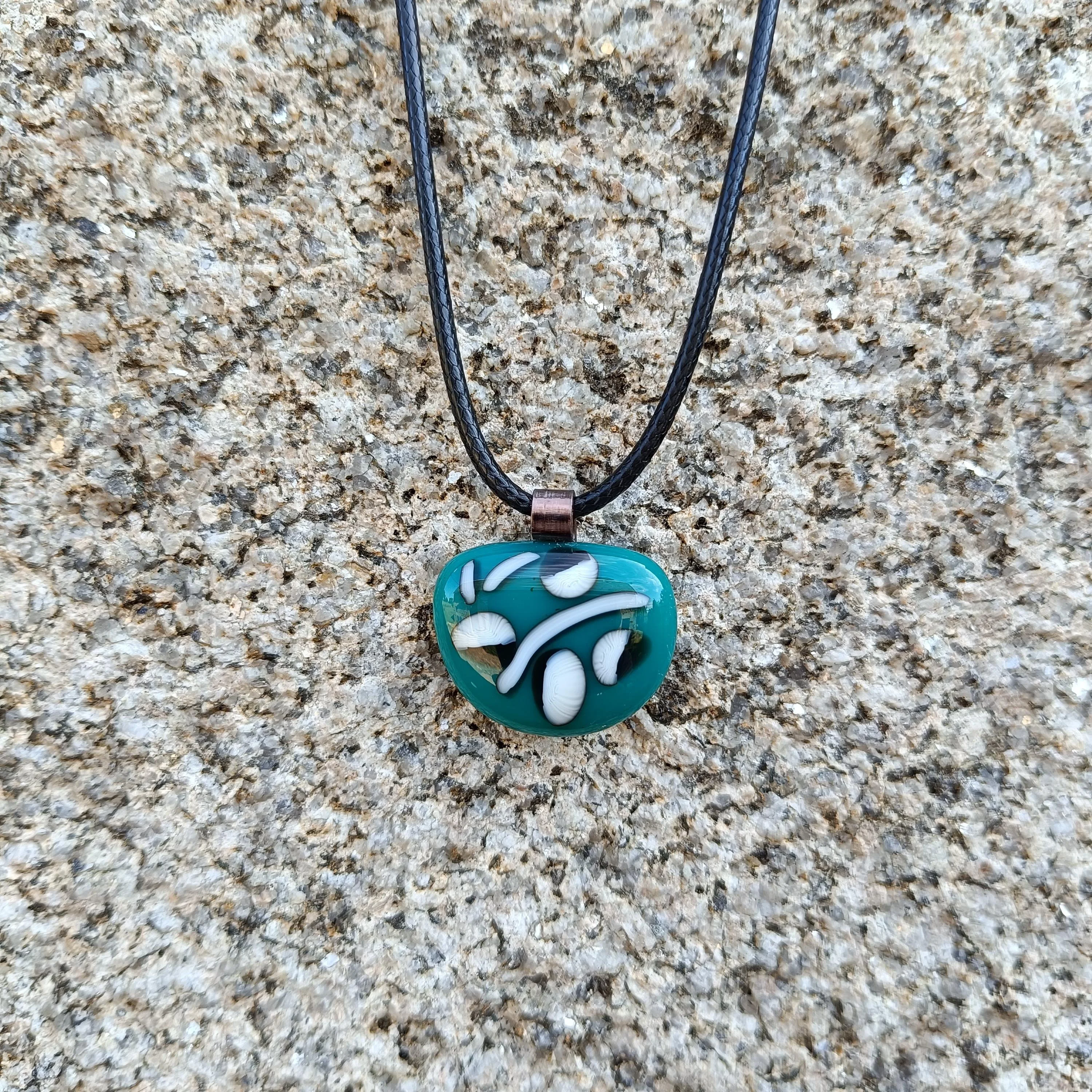 Handmade fused glass turquoise pendant - Photo 2