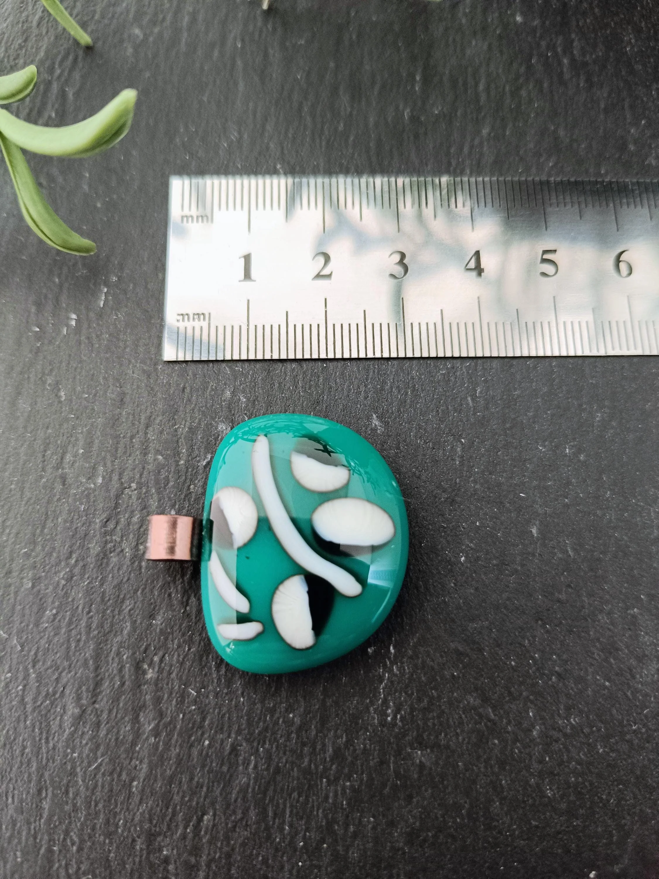 Handmade fused glass turquoise pendant - Photo 3