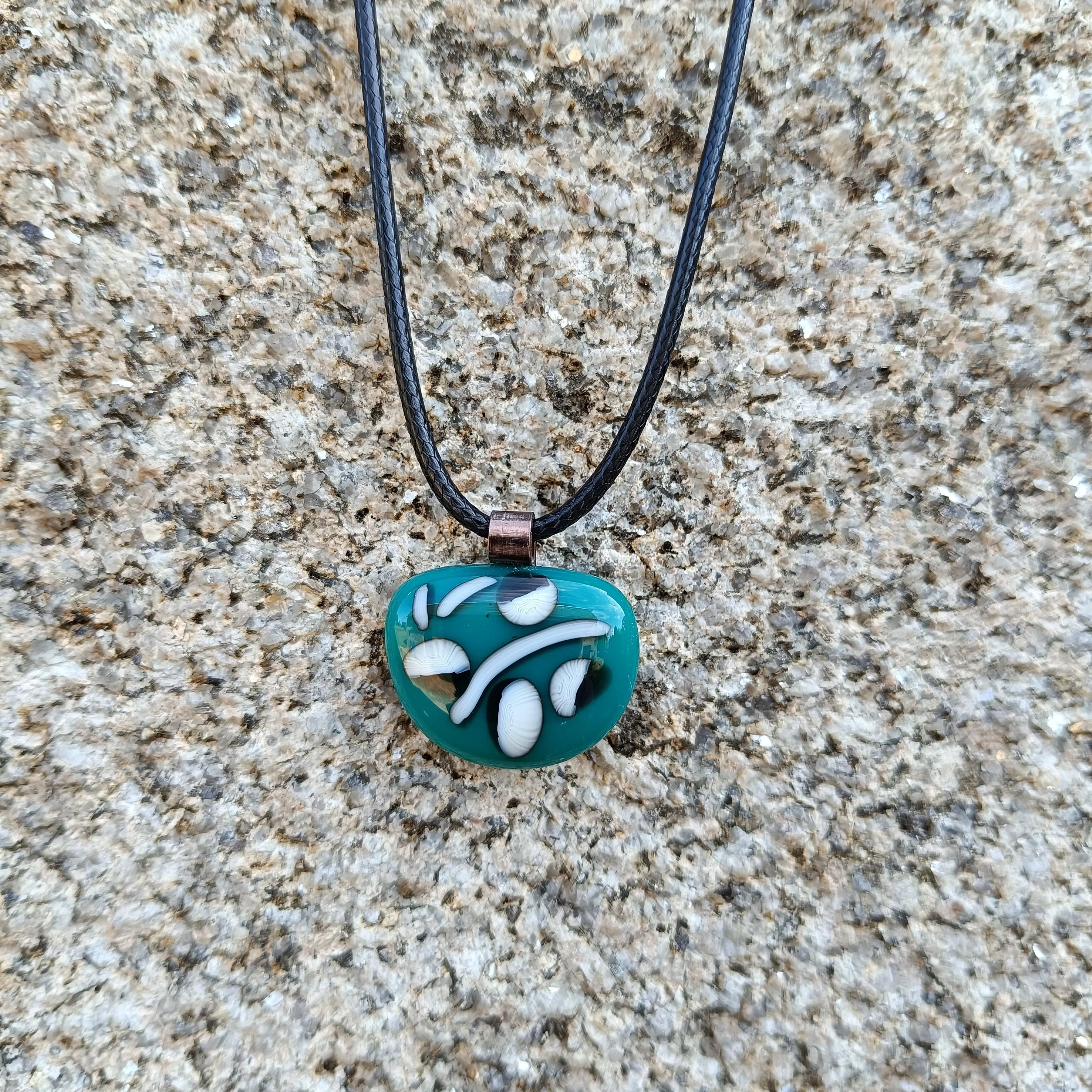 Handmade fused glass turquoise pendant - Photo 4