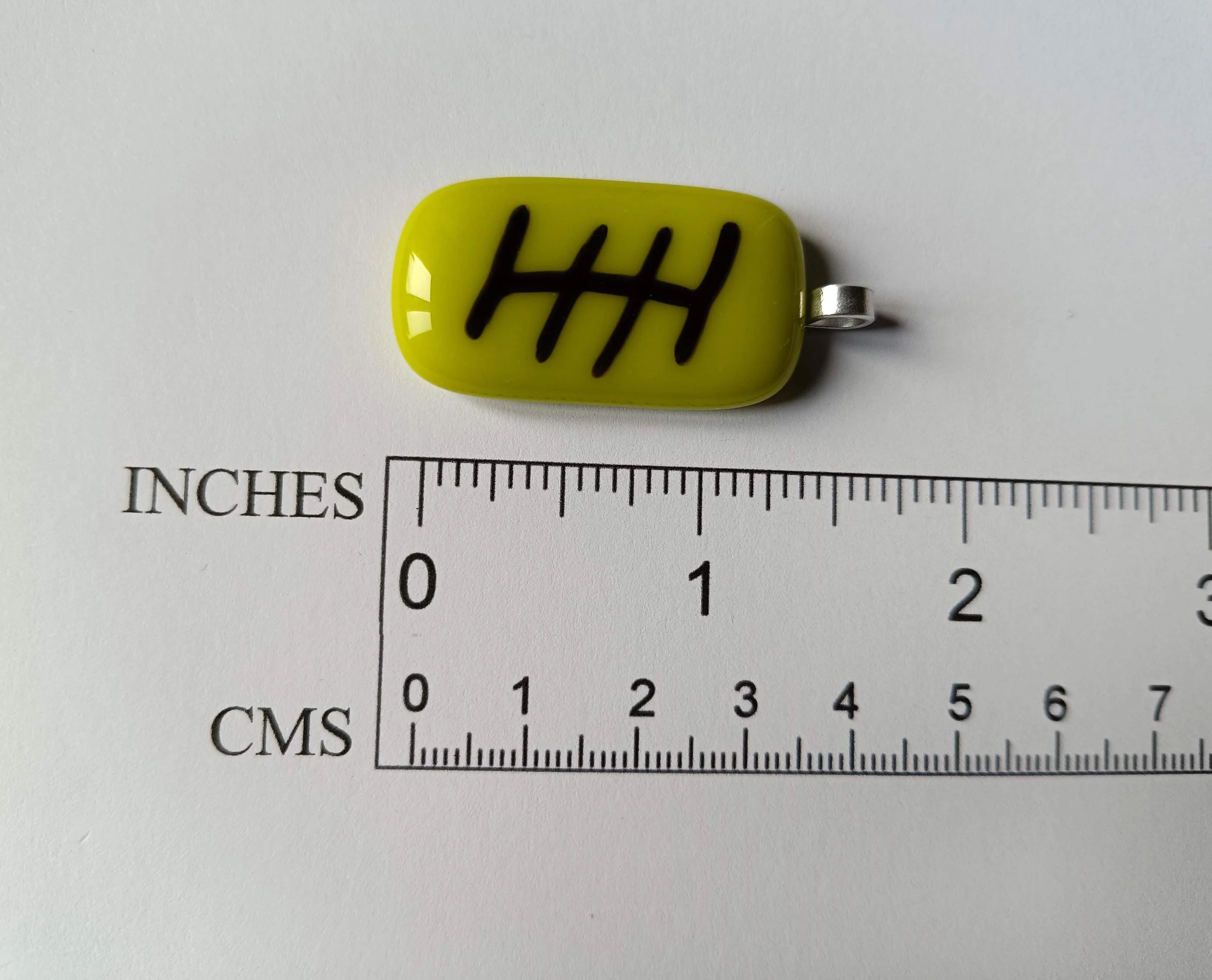 Handmade lime green fused glass pendant cord necklace - Photo 2