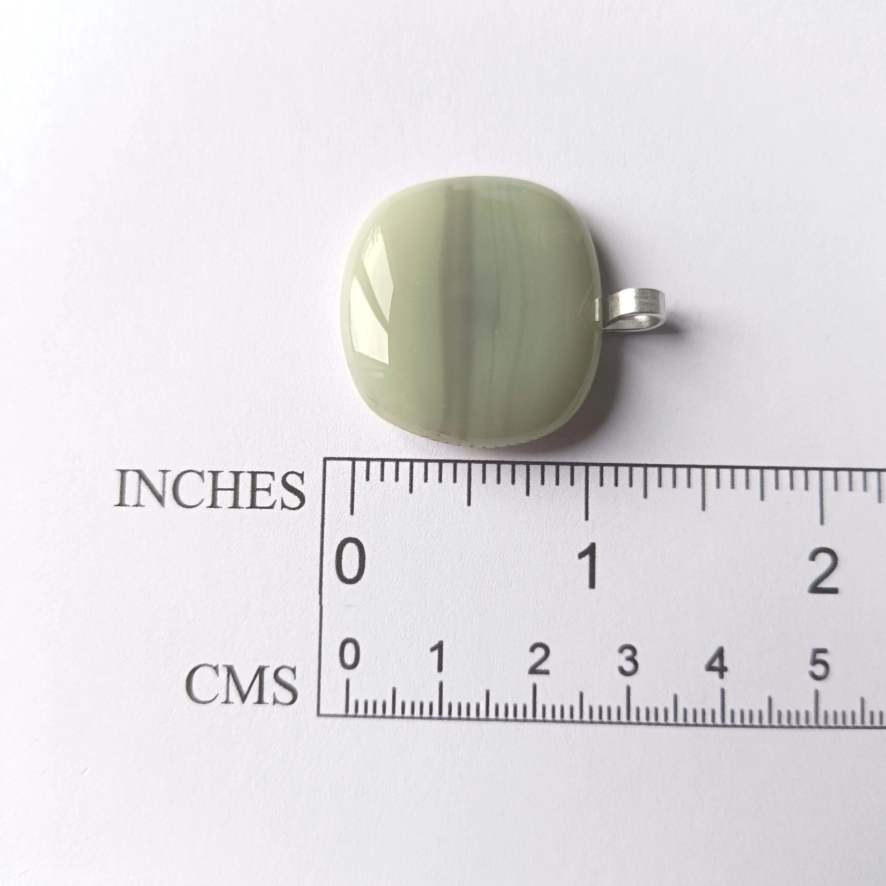 Handmade Fused Glass Pendant in Natural Grey Tones with Necklace - Photo 4