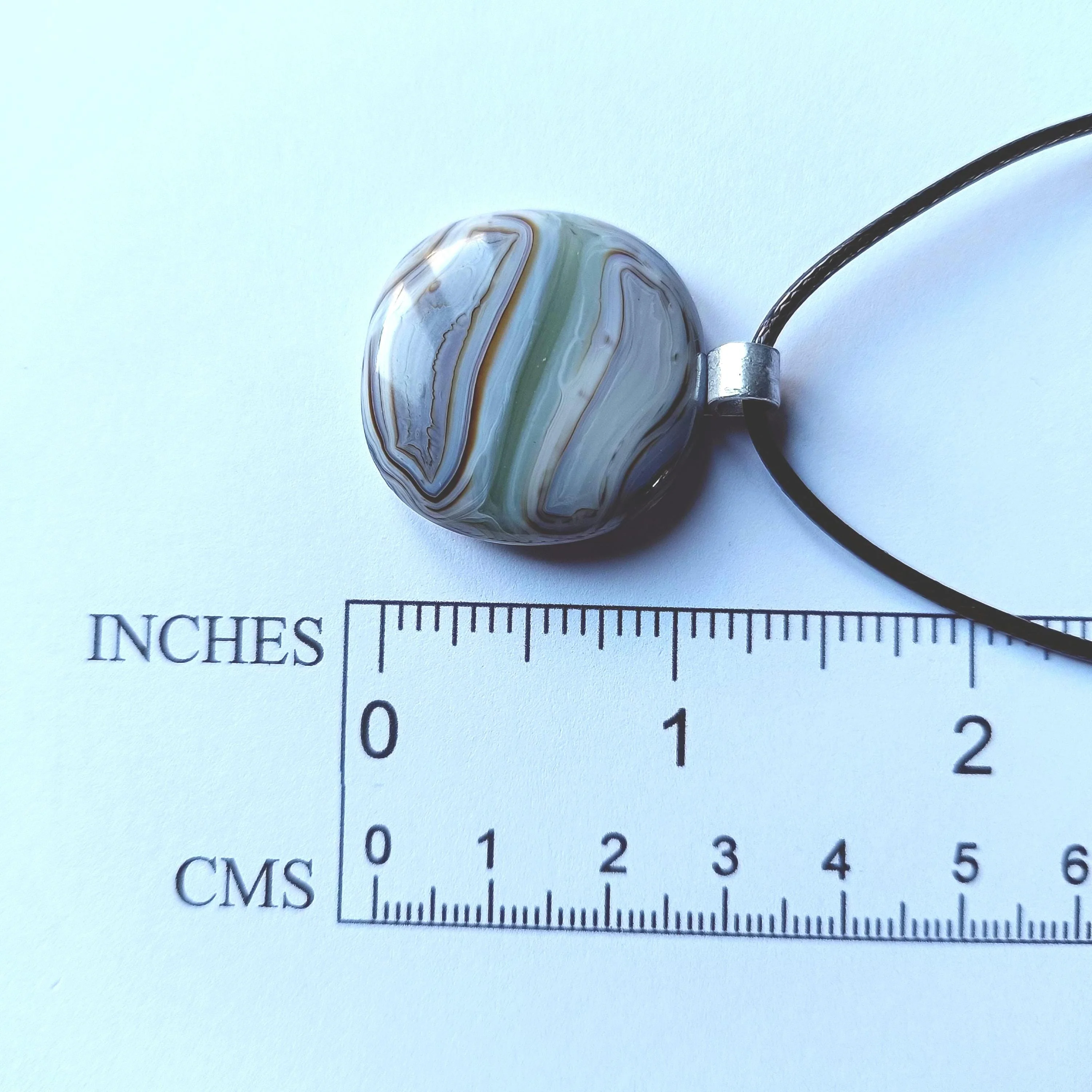 Fused Glass Men's Pendant Necklace in Natural Tones Necklace - Photo 3