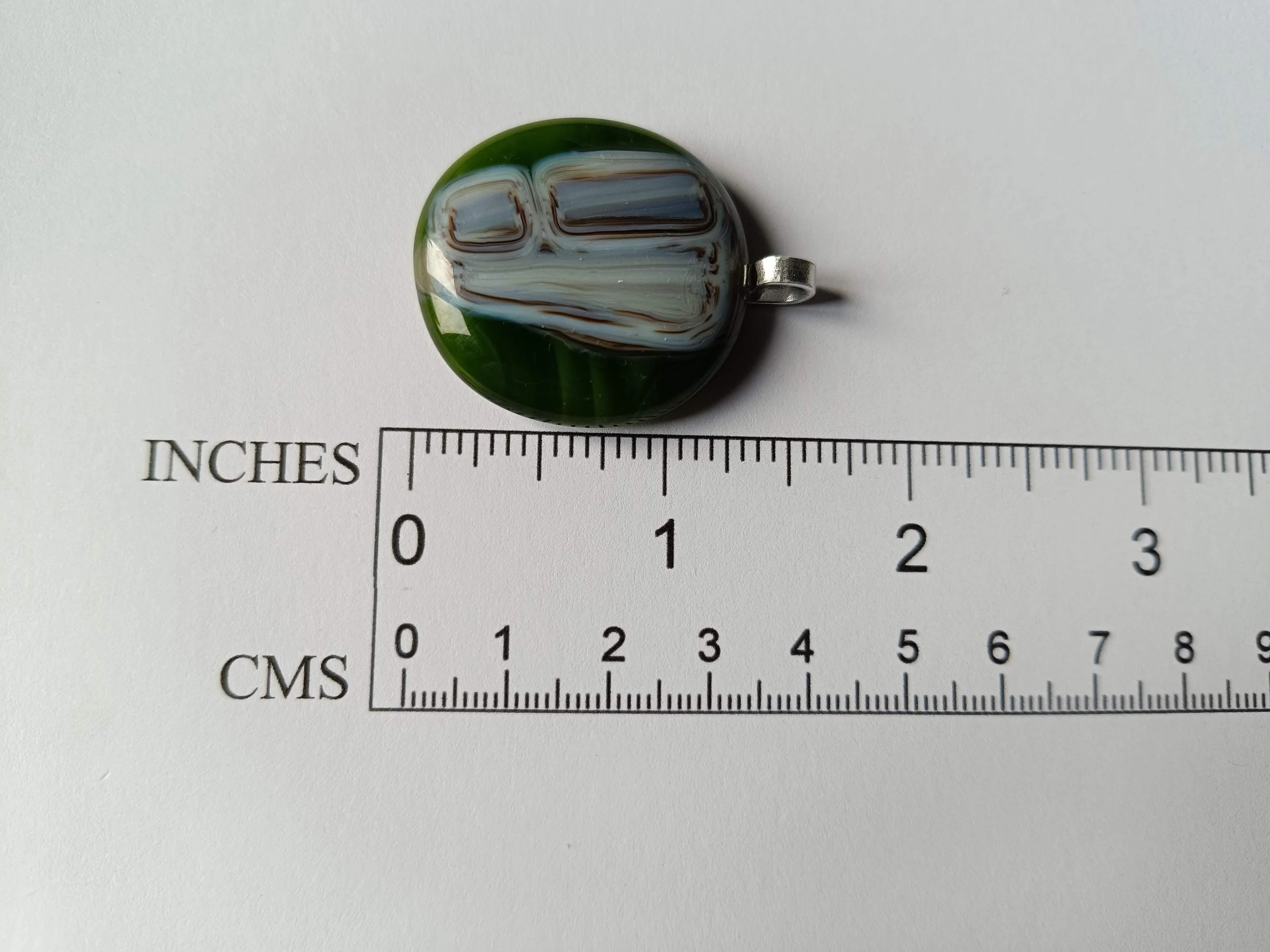 Handmade fused transparent green glass pendant necklace - Photo 5