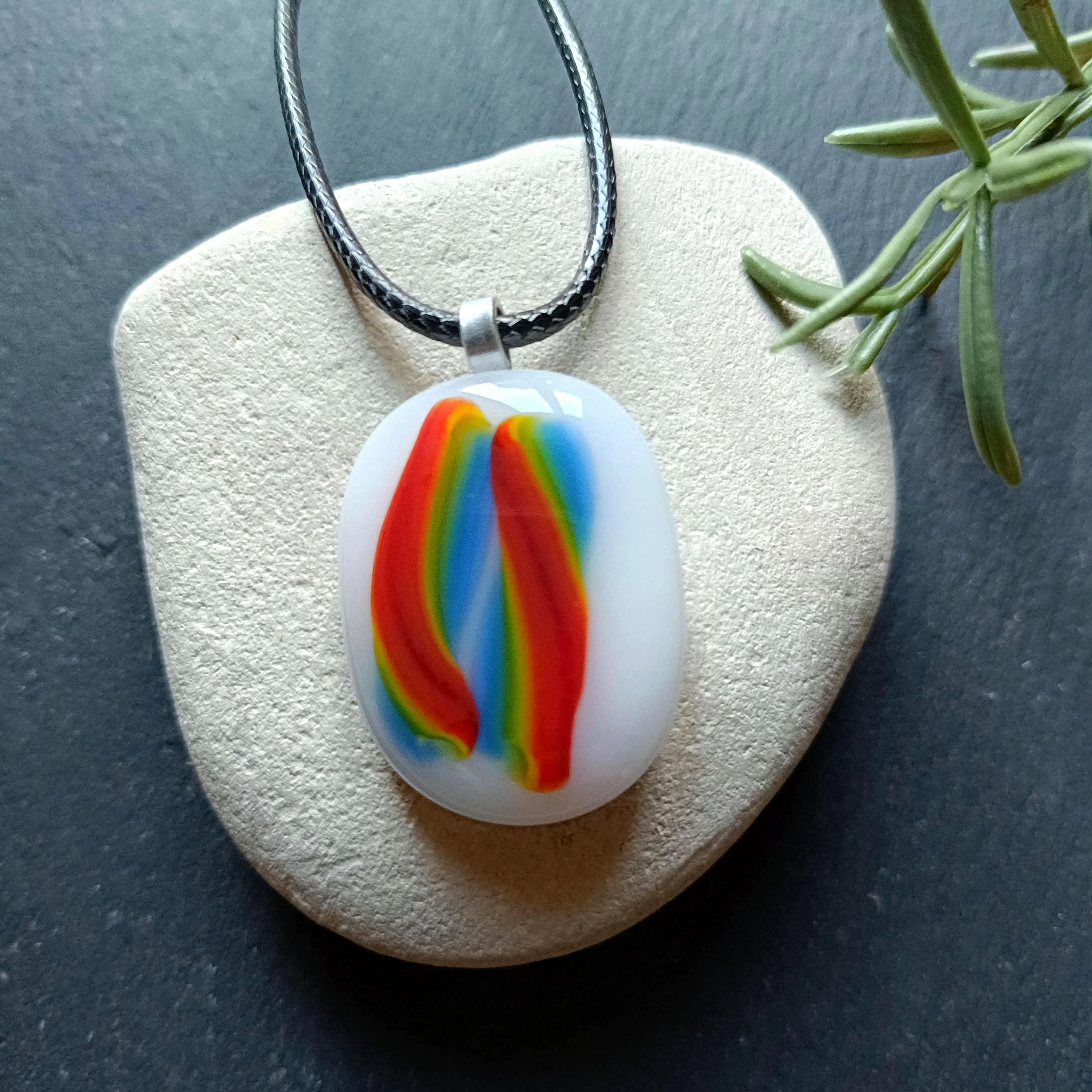 Handmade Multi Coloured Glass Pendant Necklace Necklace