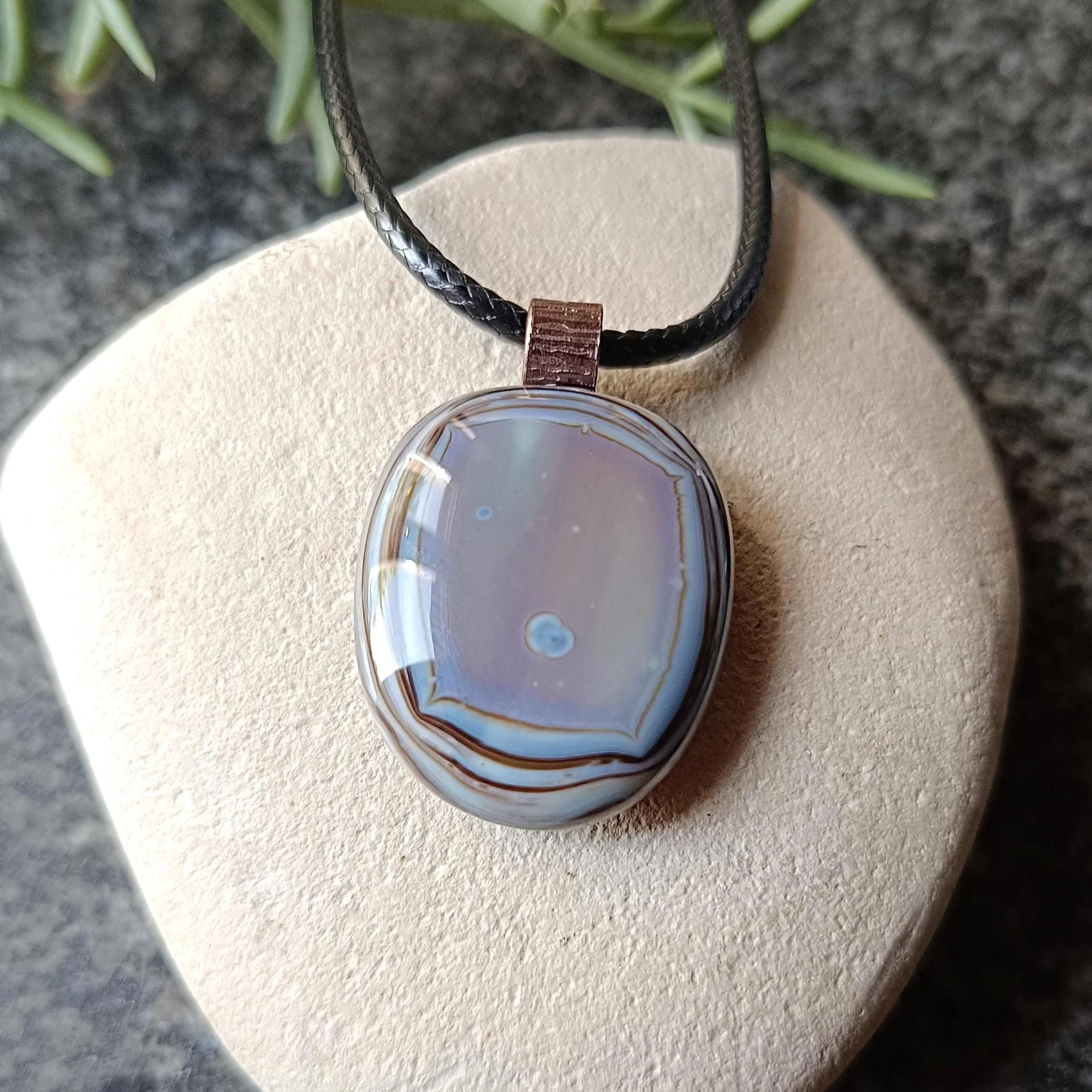 Fused Glass Pendant with Cord Necklace - Photo 3