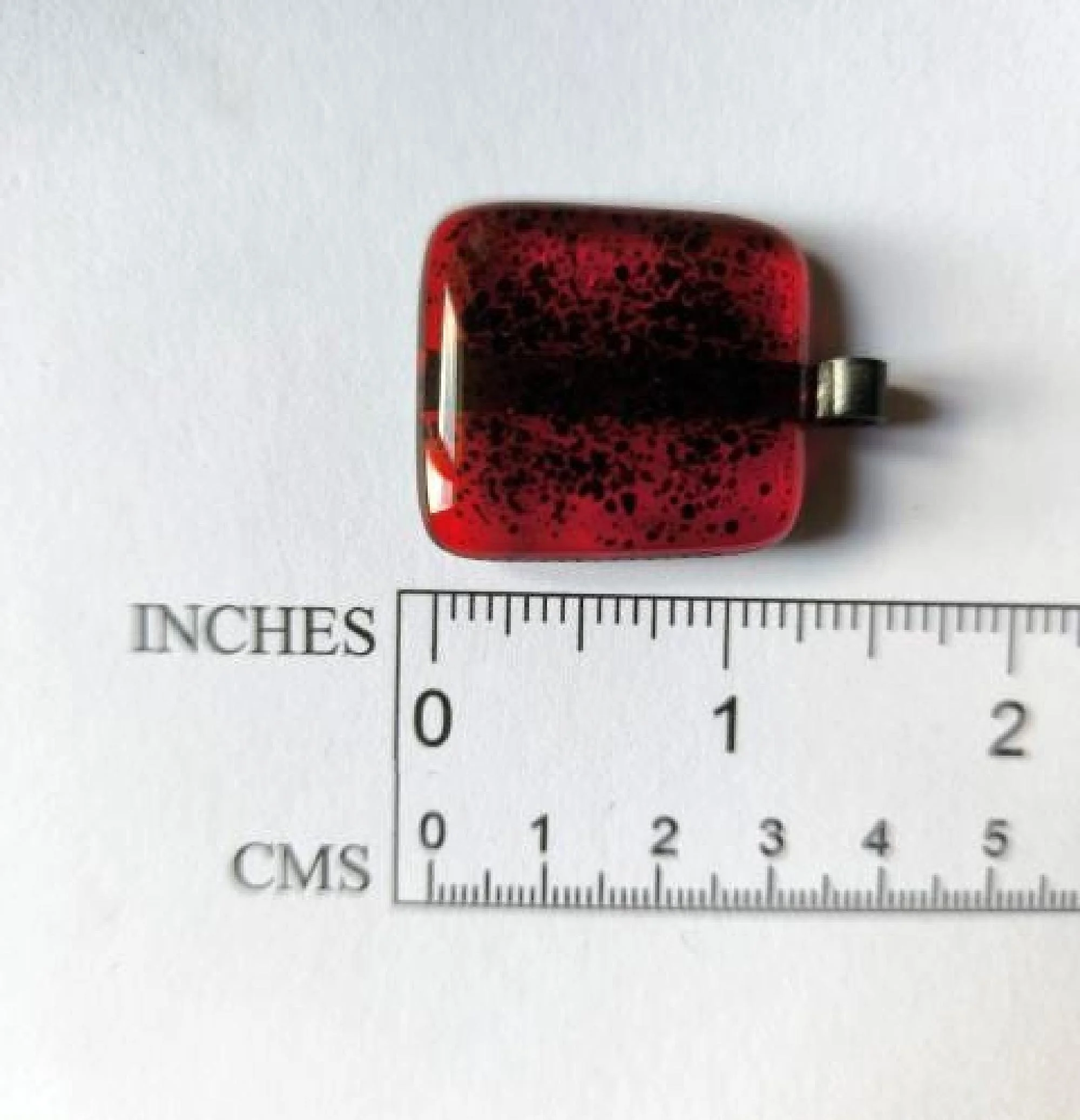 Red Glass Fused Glass Pendant with cord necklace, Artisan Handmade Jewellery - Photo 5