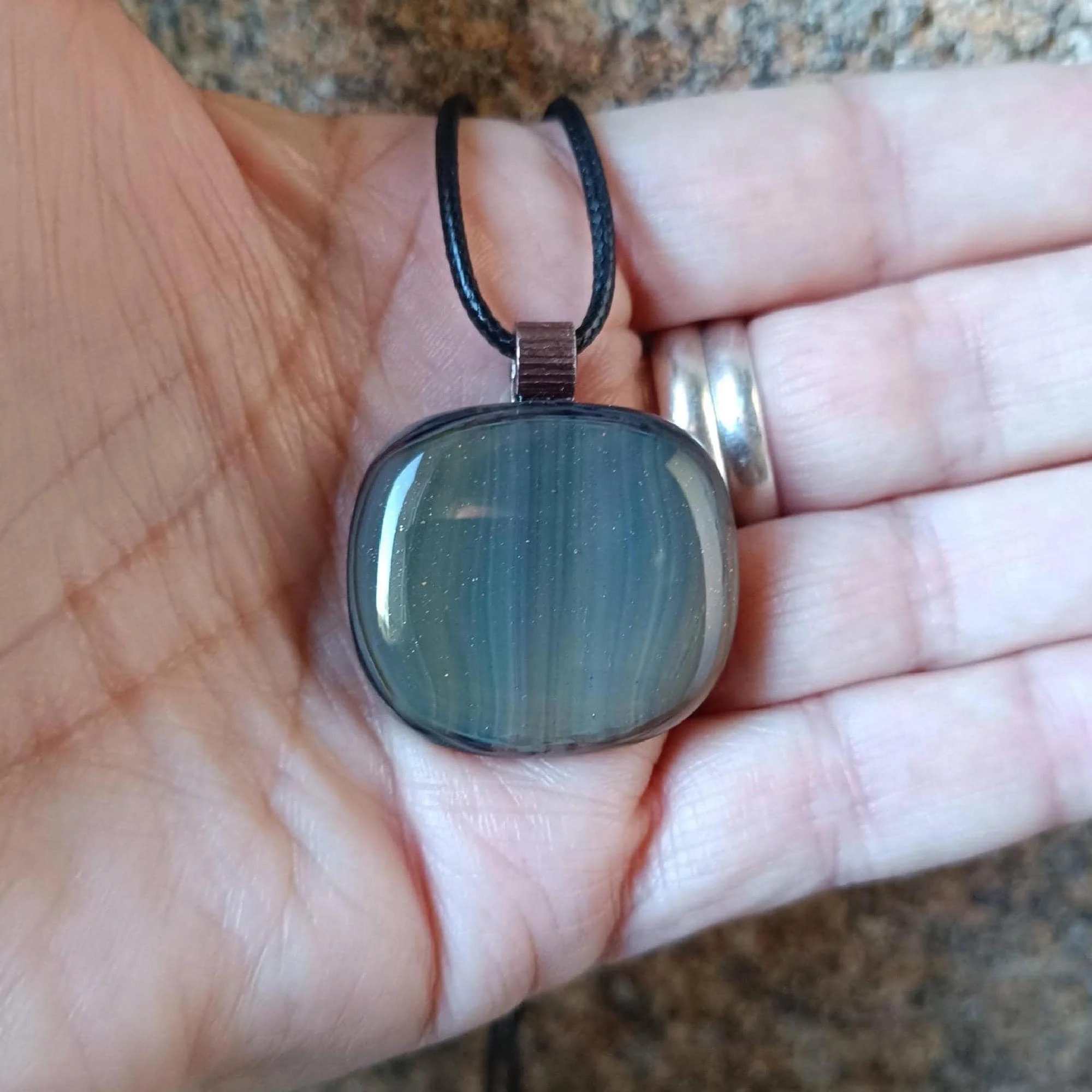Fused glass pendant necklace, artisan handmade jewellery, letterbox gift - Photo 1