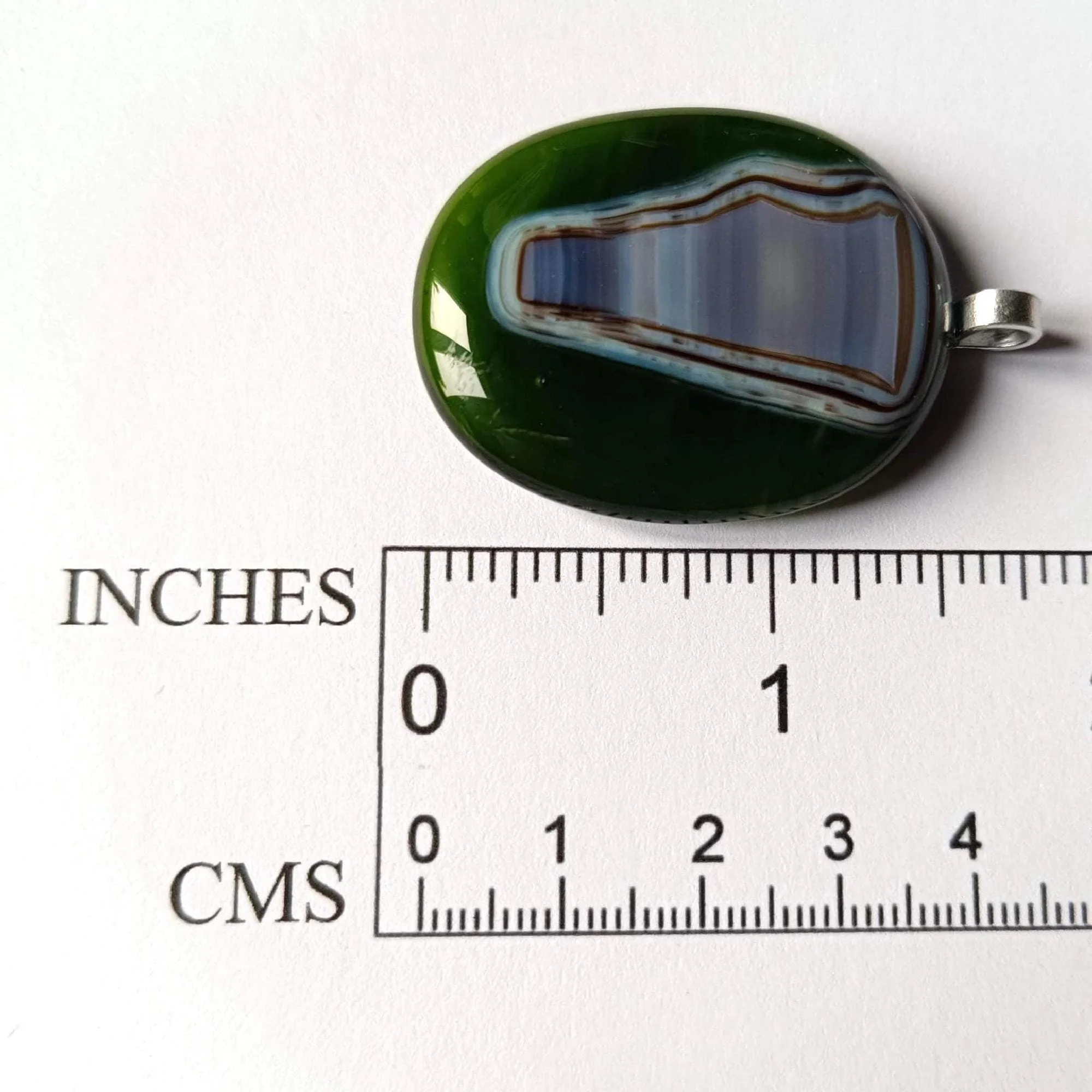 Handmade Green Fused Glass Pendant, Abstract Cord Necklace - Photo 3