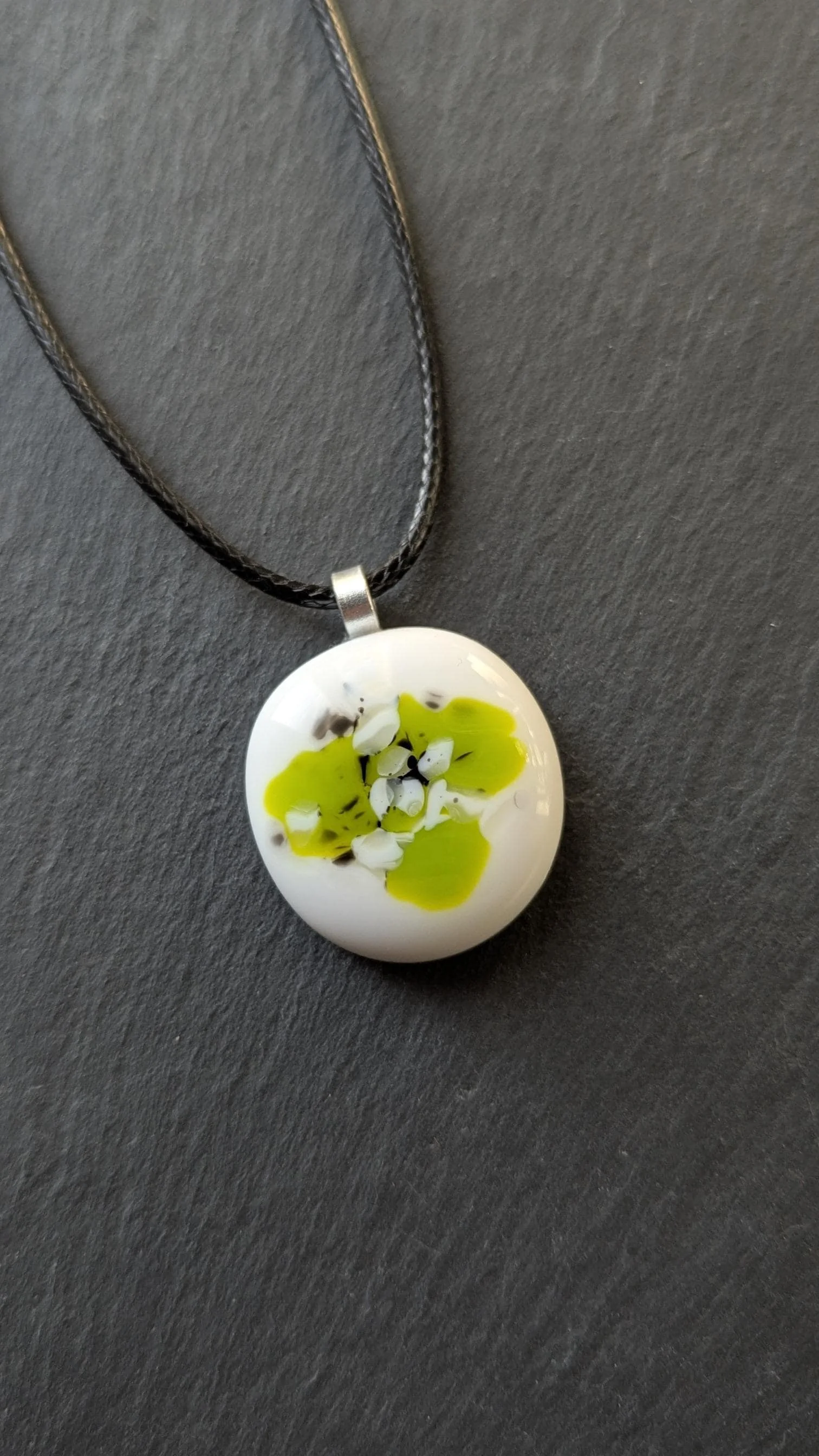 Fused glass pendant necklace, cord or a chain. unique handmade jewellery. - Photo 1