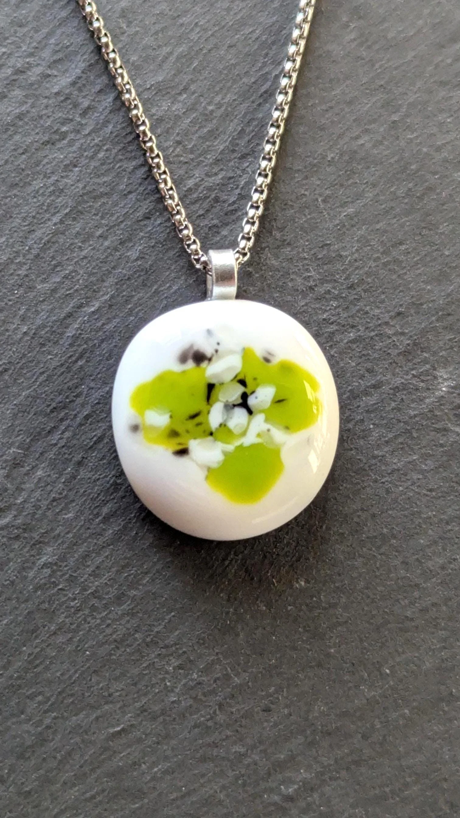 Fused glass pendant necklace, cord or a chain. unique handmade jewellery. - Photo 2