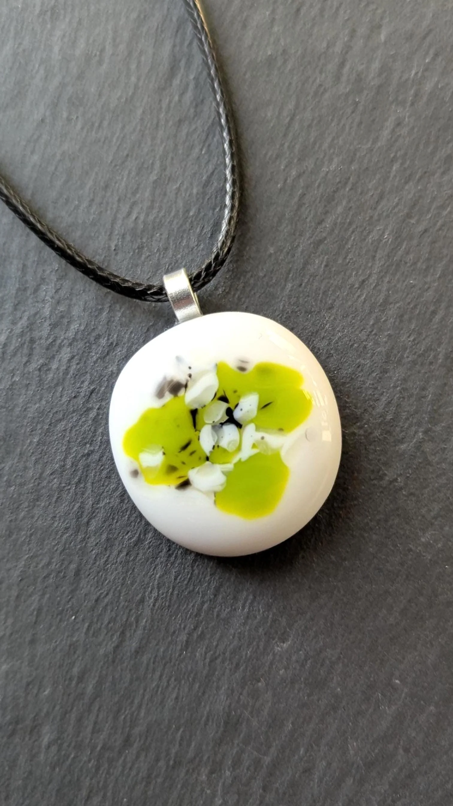 Fused glass pendant necklace, cord or a chain. unique handmade jewellery. - Photo 4
