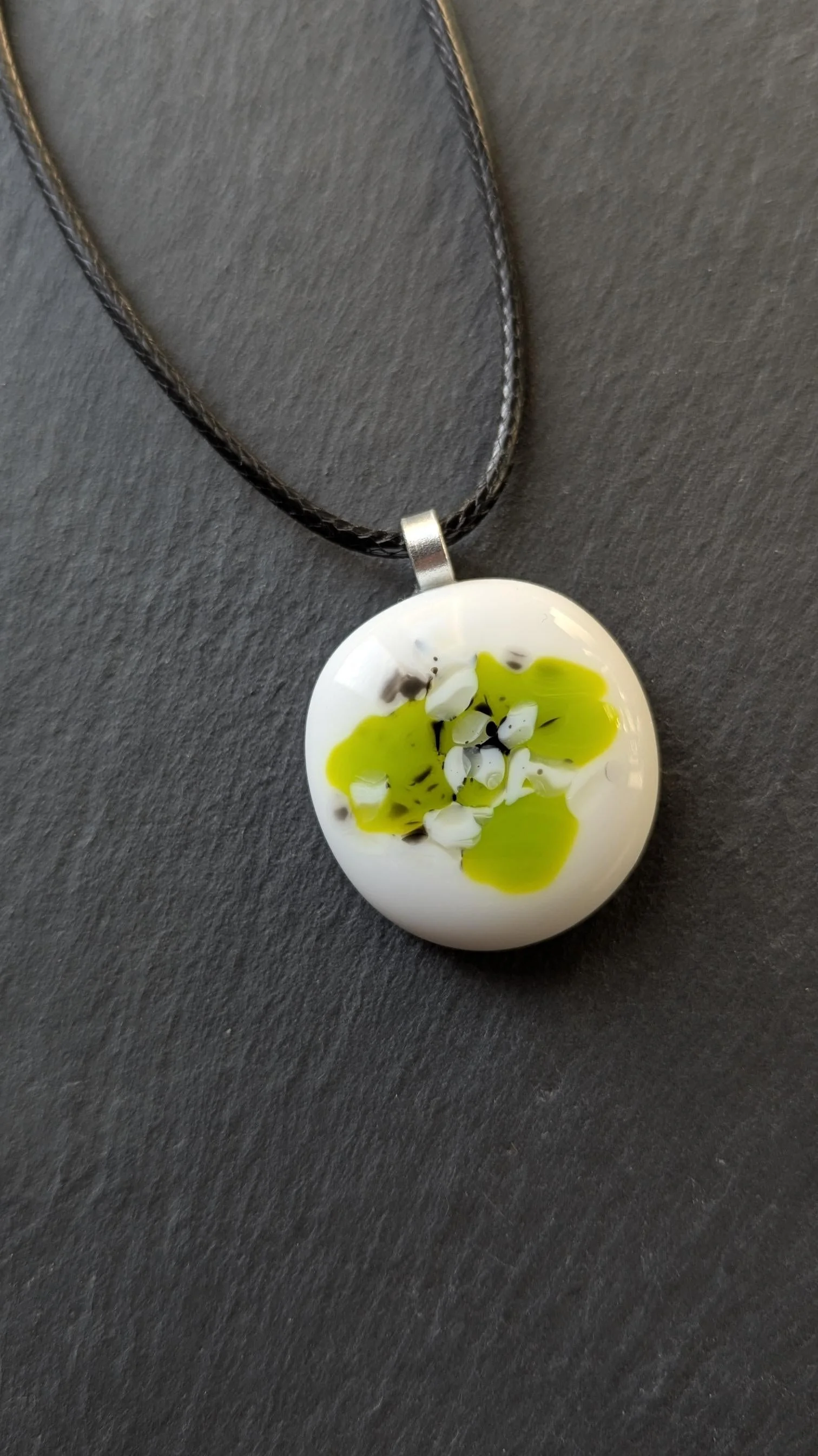 Fused glass pendant necklace, cord or a chain. unique handmade jewellery. - Photo 7