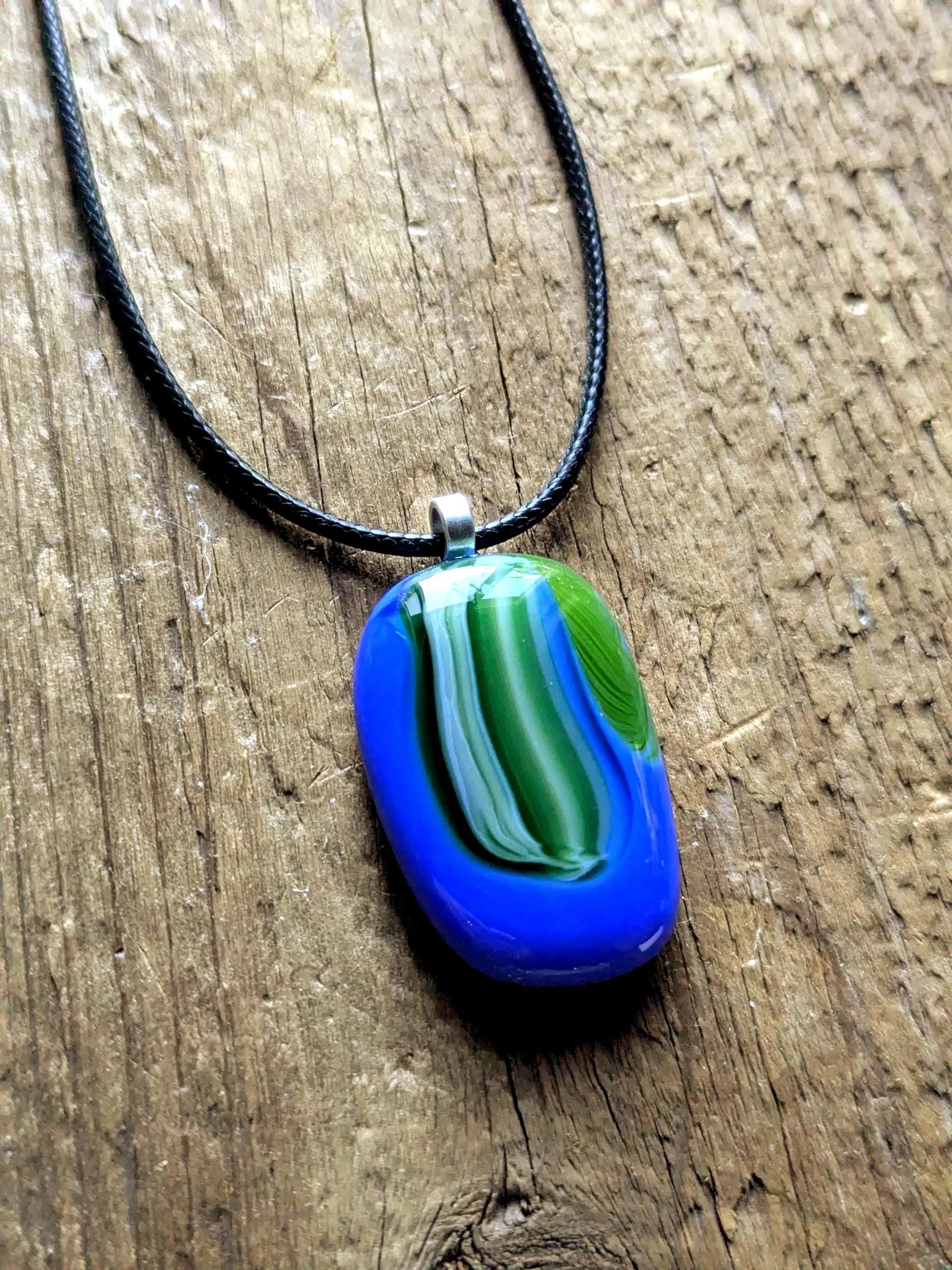 Fused Glass Pendant with Cord Necklace, handmade jewellery - Photo 2