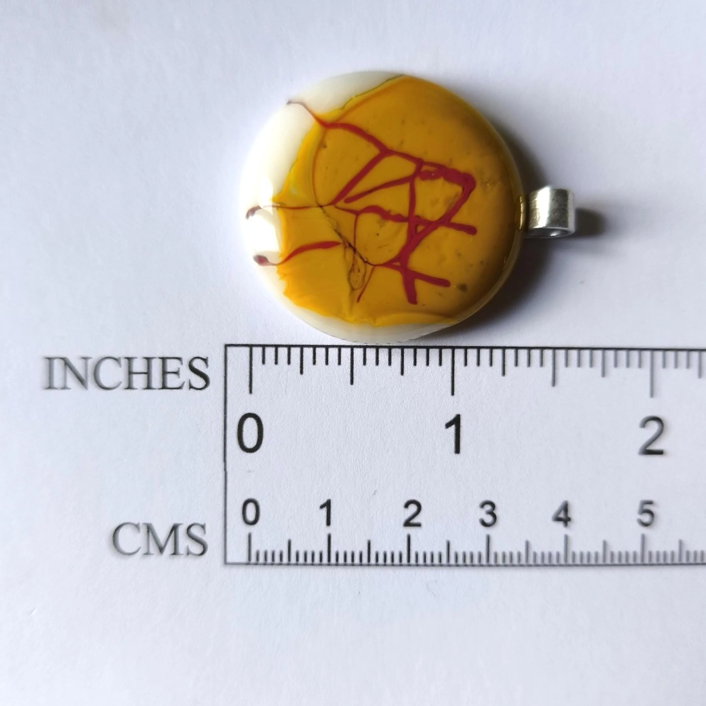 Handmade mustard yellow fused glass pendant necklace - Photo 4