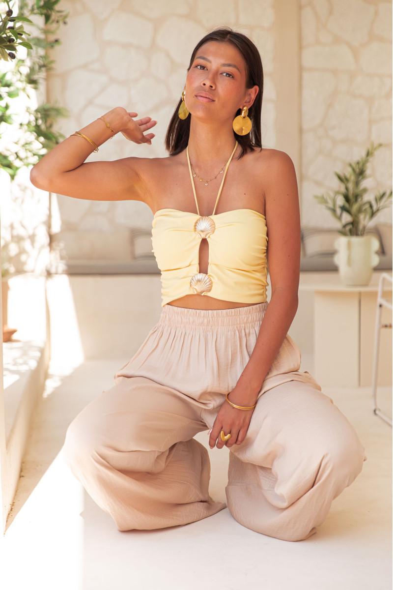 Kalia jaune - top bandeau coquillages