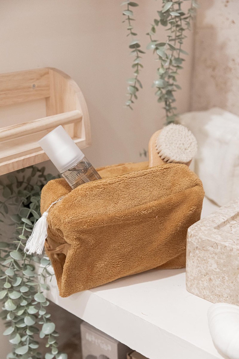 Trousse de toilette noisette - bambou éponge