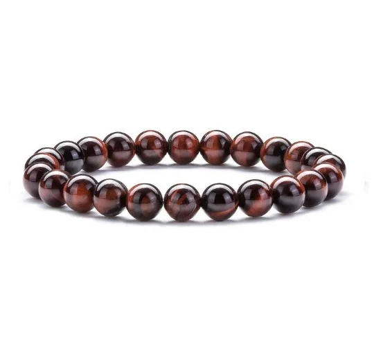 Bracelet élastique femme homme en pierre naturelle OEIL DE TIGRE MARRON