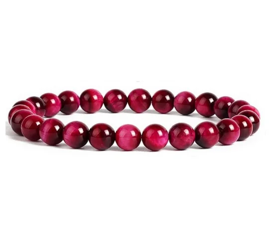 Bracelet élastique femme homme en pierre naturelle OEIL DE TIGRE ROSE