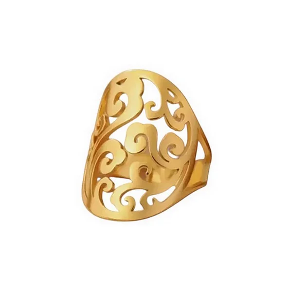 Bague ajustable femme acier inoxydable doré ART DECO BA 400 - Mapierrine