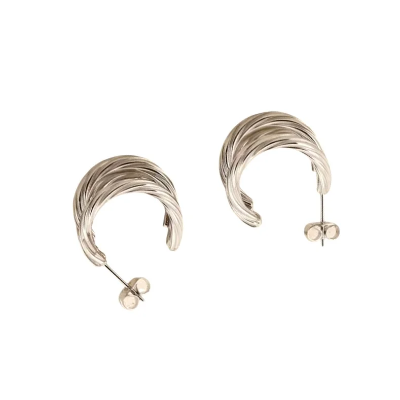 Boucles d'oreille créole femme acier inoxydable doré argenté 3 anneaux