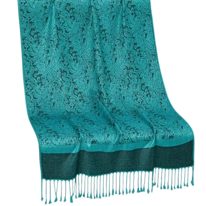 Châle écharpe longue pour femme polyester 70 x 180 cm PAISLEY TURQUOISE 516715